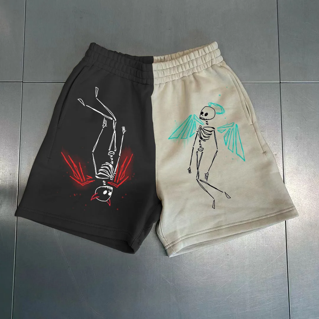 Angel devil casual patchwork shorts