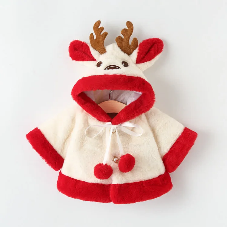 Baby Reindeer Fleece Hooded Warm Cloak