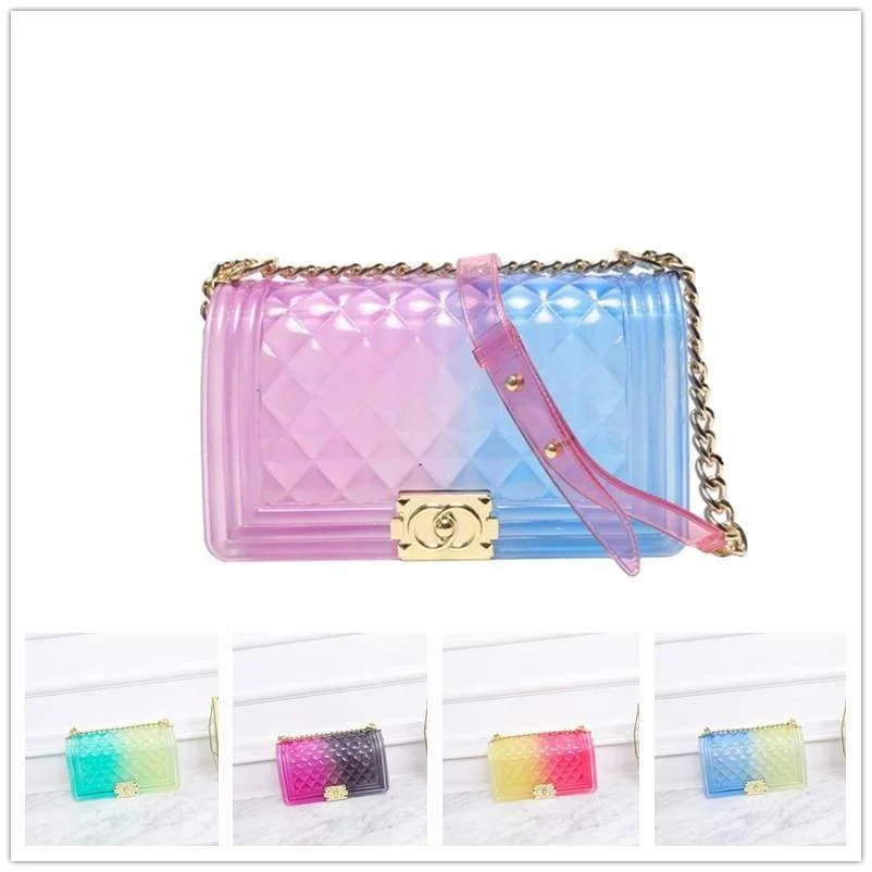 [Clearance] Plaid Jelly Gradient Transparent Cross Body Bag SP055