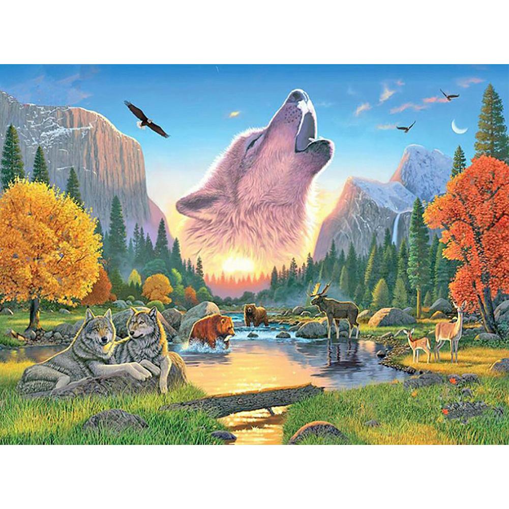 

40*30CM-Round Drill Diamond Painting-Wolf, 501 Original