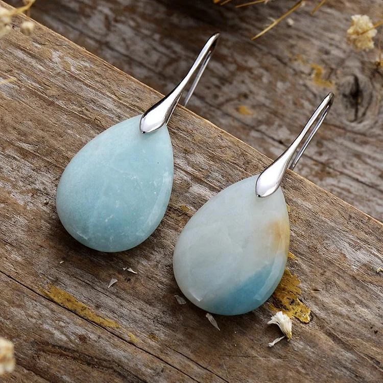 Natural Stone Powder Crystal Pendant Earrings