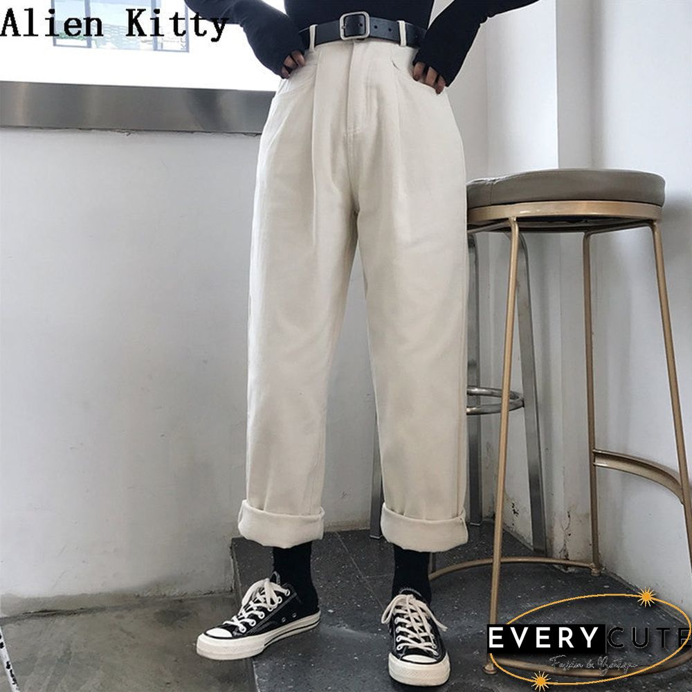 Alien Kitty loose high waist thin women pants spring autumn femme fashion simple casual