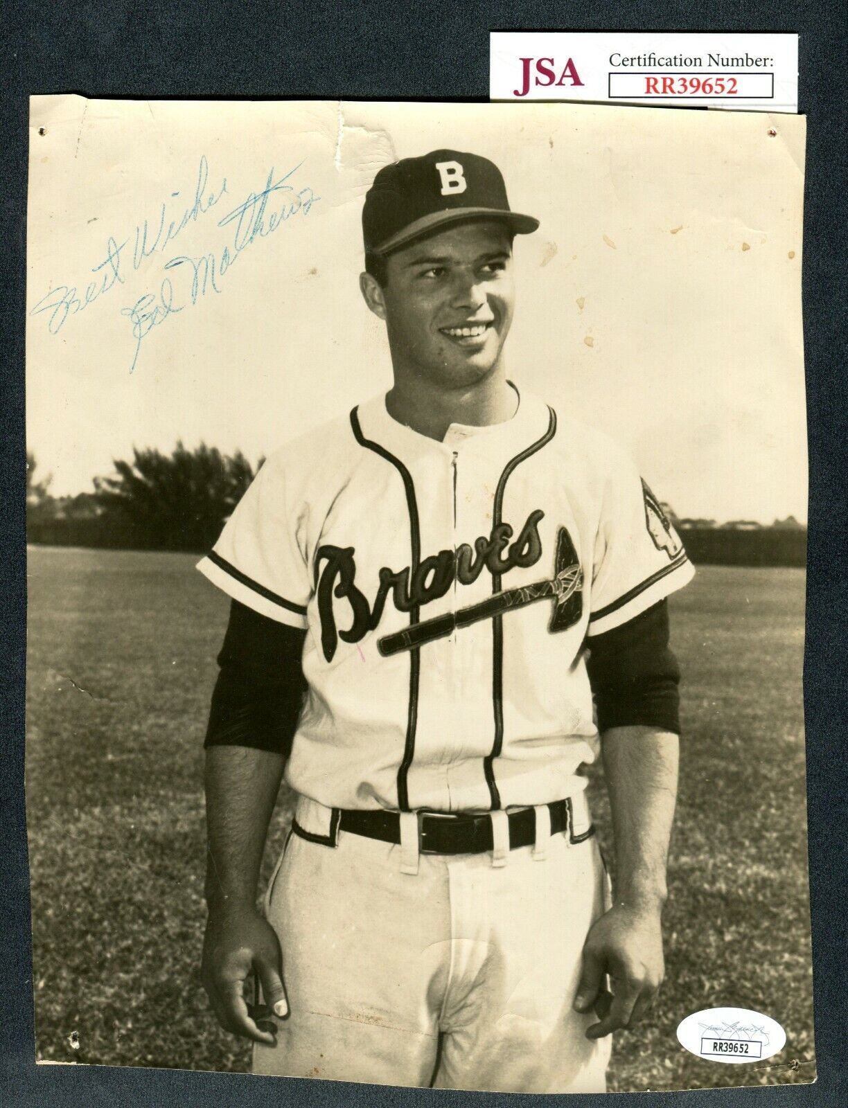 JSA Eddie Mathews Autographed Signed AUTO 8x10 Photo Poster painting RC Boston Braves TRB 829