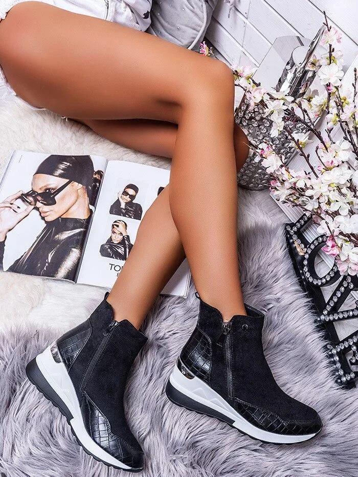 Plus Size Warm Plush Winter Boots Chunky Sneakers Ankle Boots Women Shoes Woman Zipper Buckle Thick Sole Platform Zapatos Mujer 1108-1