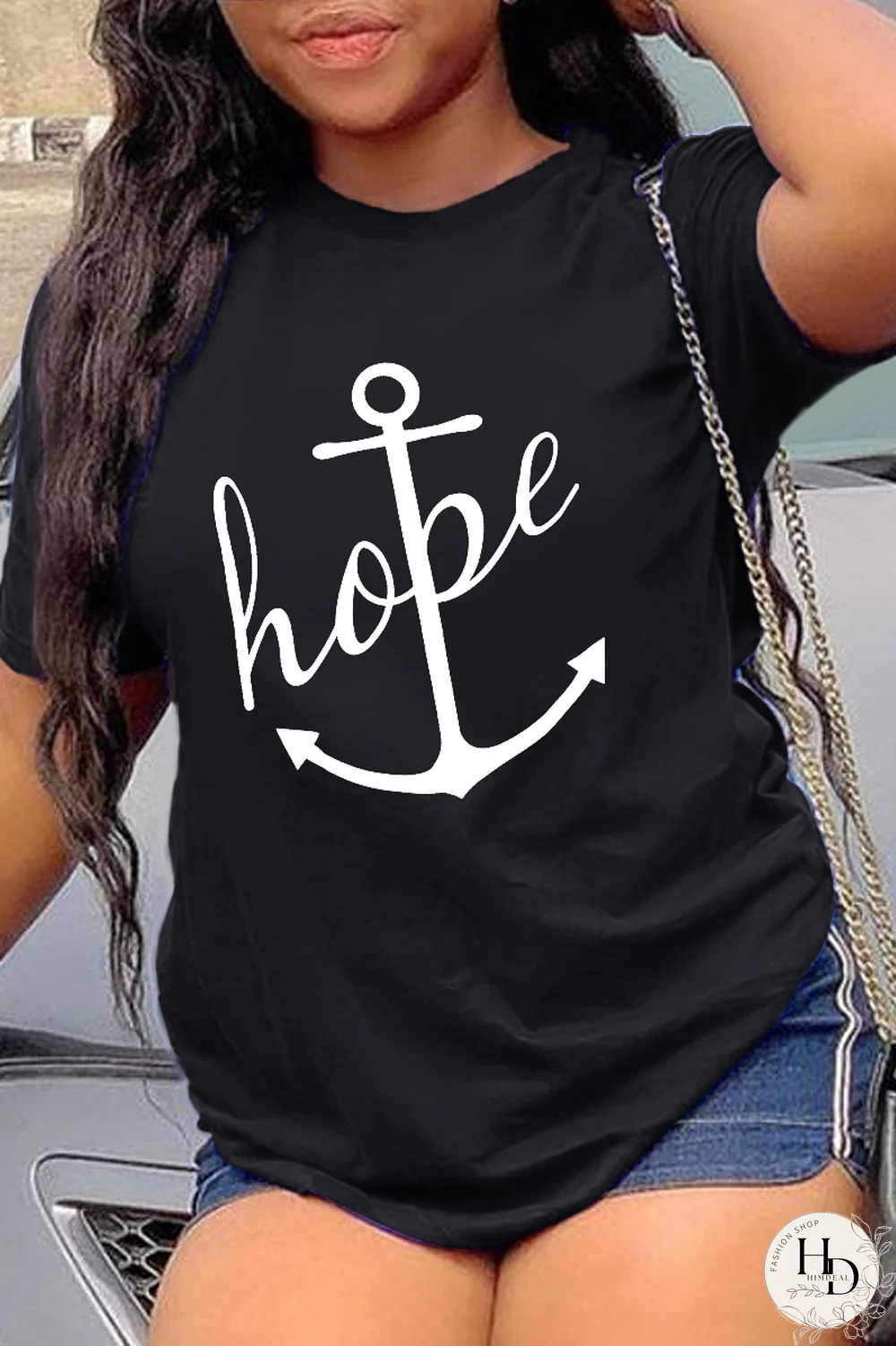 Orange Fashion Street Print Patchwork O Neck T-Shirts