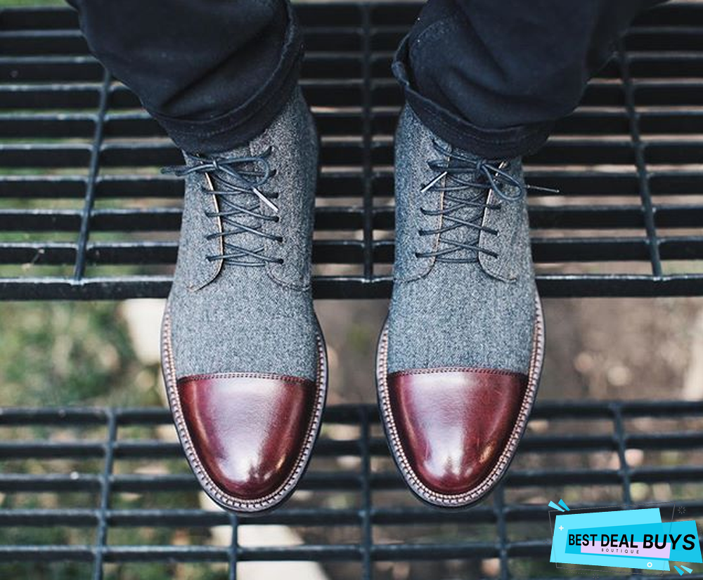 Hot Sale Handmade Color Stitching Suede Ankle Boots