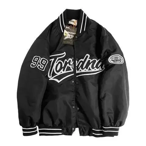 Brownm new American retro letter print jacket coat women Y2K high street fashion trend baseball uniform couple casual loose jacket