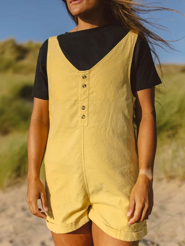 Cotton and linen adjustable shoulder straps women's jumpsuits