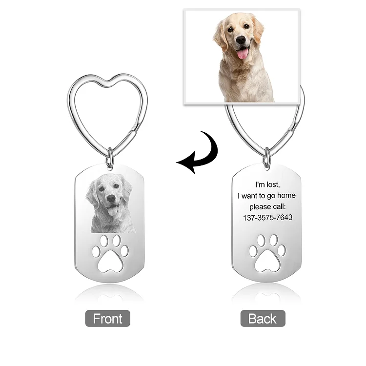 Custom Pet Keychain with Photo and text