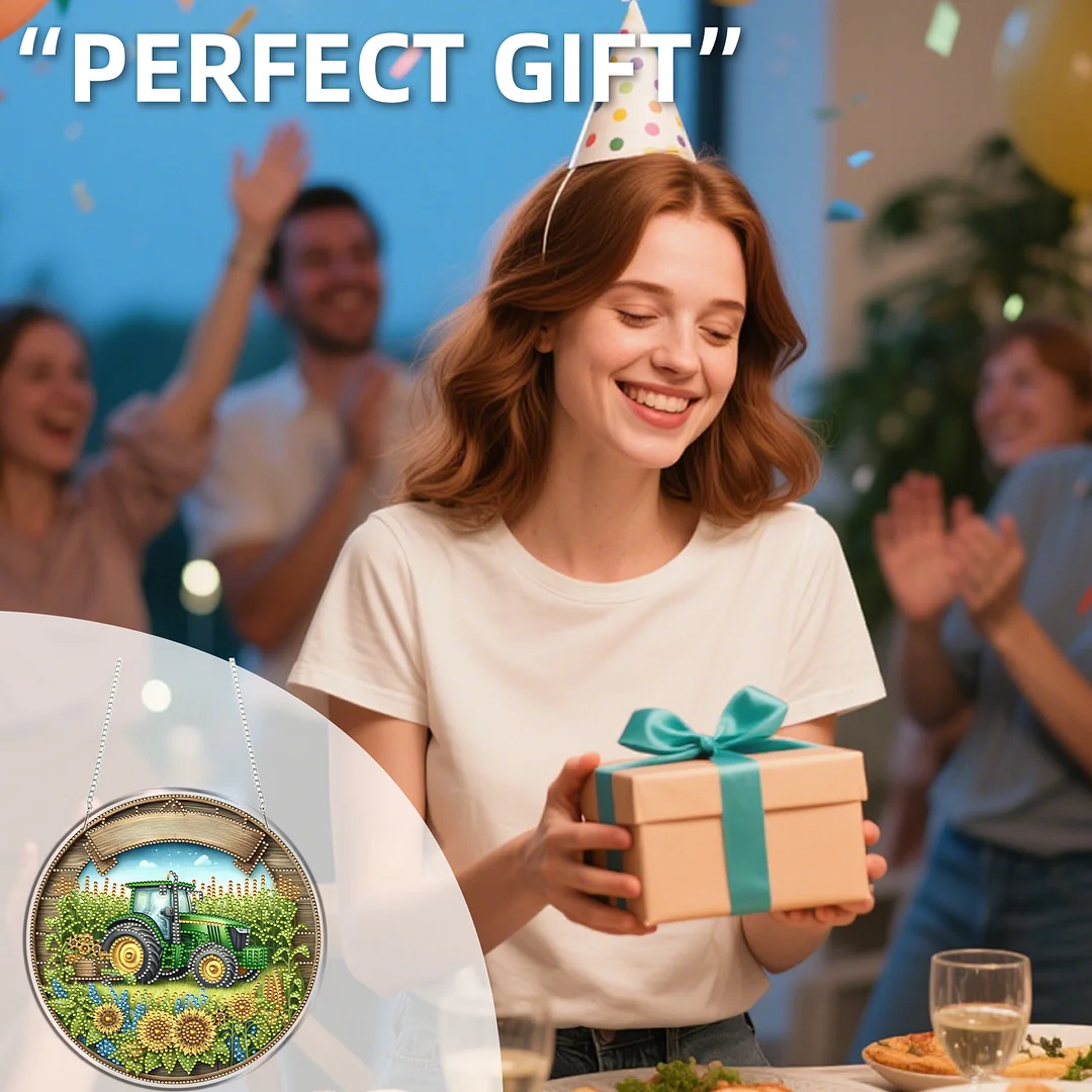 Manor Car 2D Flat DIY Acrylic Diamond Art Pendant Craft Kit for Home Wall Decor