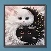 Schwarz-weiße Tai Chi Katze - speziell geformte Diamantmalerei - 30*30cm