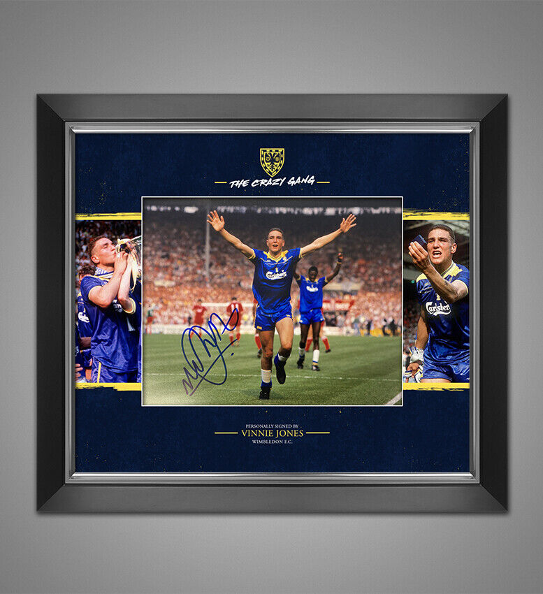 Vinnie Jones Signed & Framed Photo Poster painting Wimbledon Genuine Signature AFTAL COA