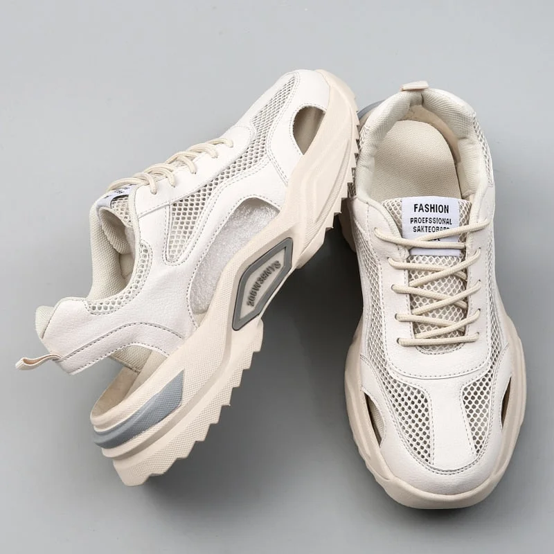 Nine o'clock Breathable Men Shoes Non-Leather Casual Male Footwear 2021 Summer Trendy Big Size Sneaker Outdoor Anti-skid Lace-up