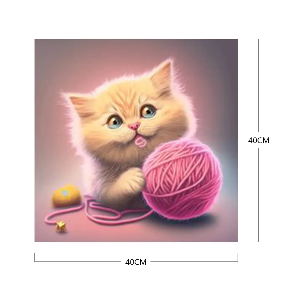 DIY Paint By Number 40*40cm - Cat Playing With Yarn