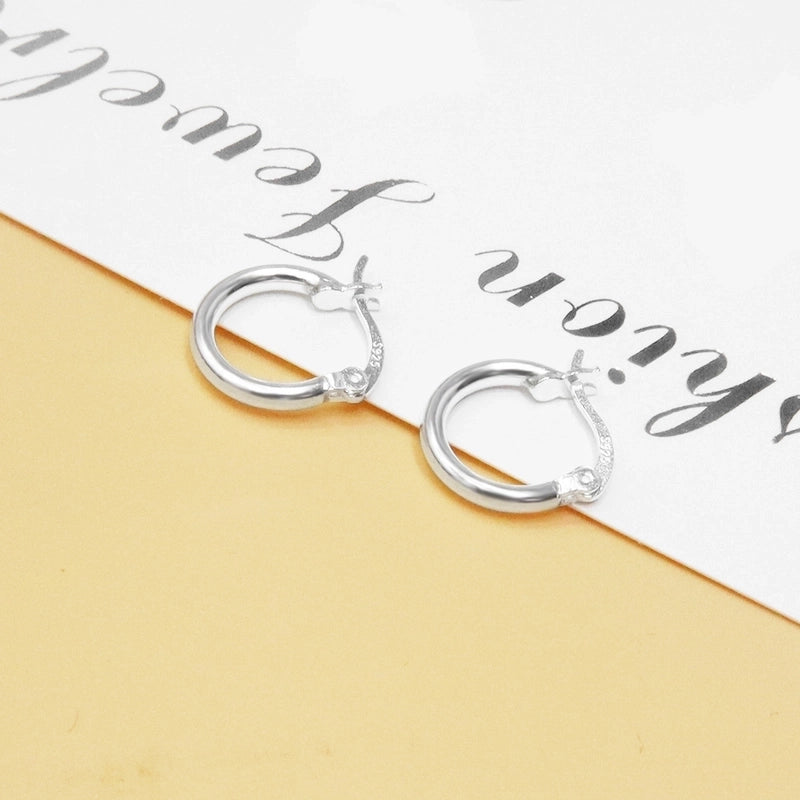 1 Pair 925 Sterling Silver Solid Color Earrings