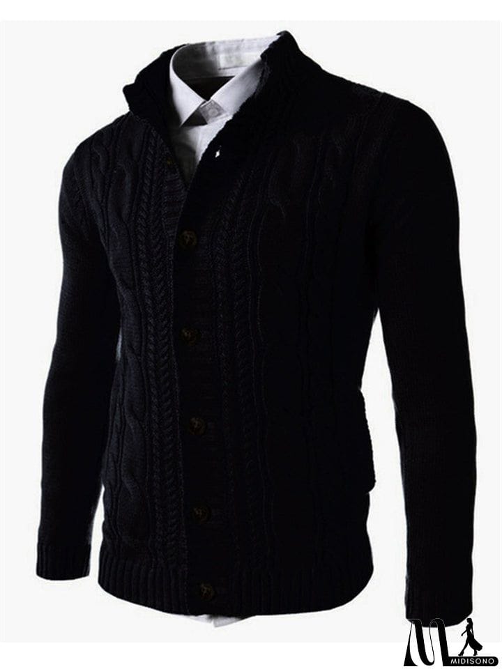 MidiSono - New Casual Buttons-Up Sweater For Men