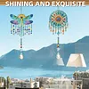 2Pcs Diamond Painting Acrylic Double Sided Dragonflies and Dreamcatchers Wind Chime Suncatcher with Crystal Hanging Pendant