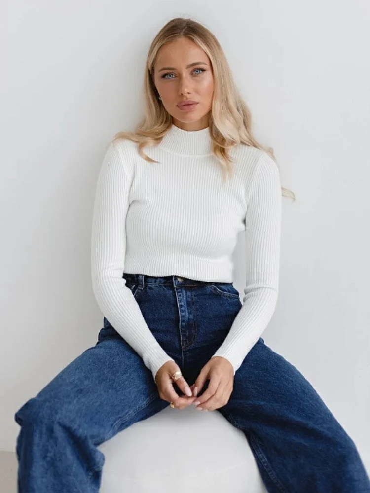 Brownm Color Half Collar Slim Knit Bottoming Sweaters