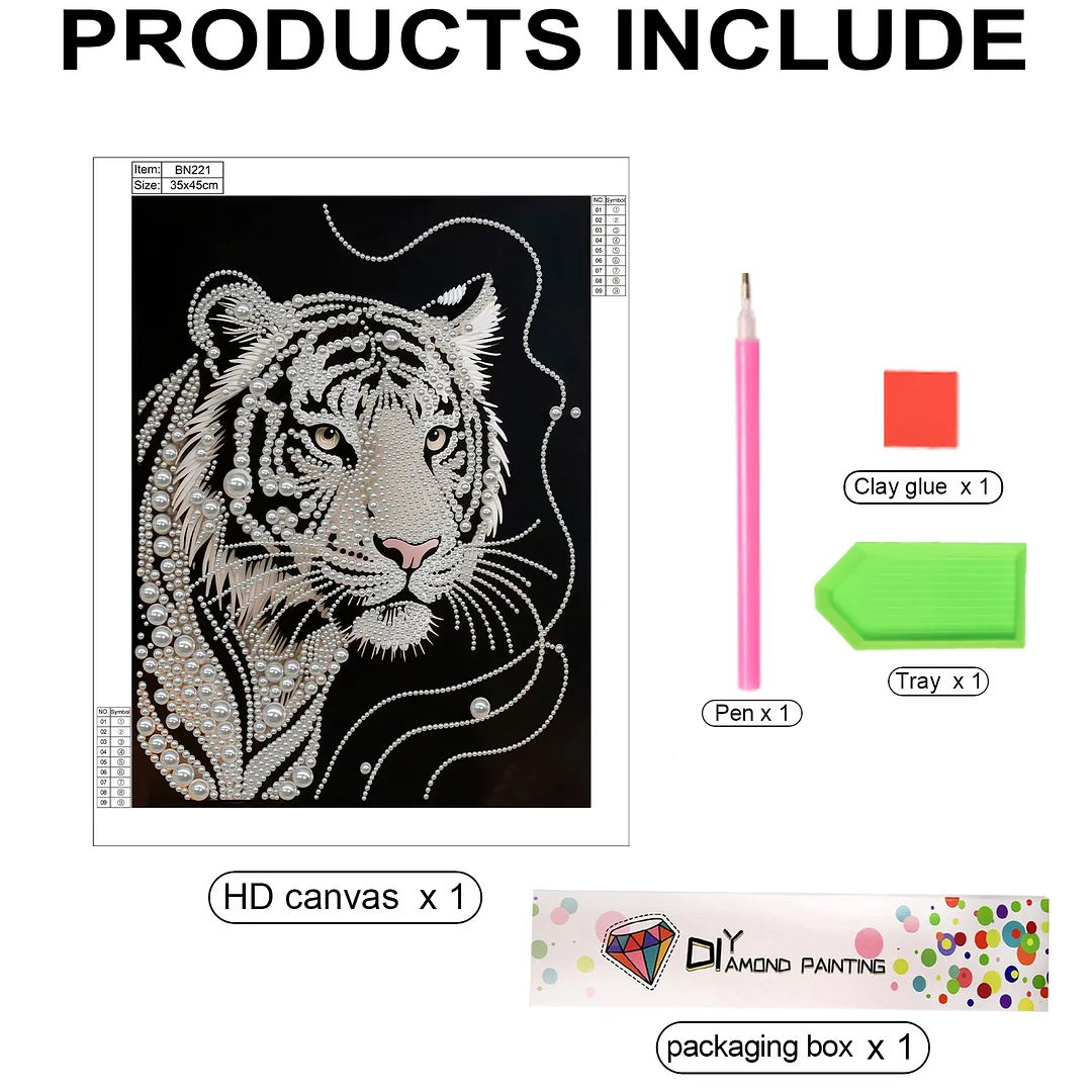 Tiger DIY Pearl Painting Art Kits Without Frame 30x40cm for Adults Home Decor