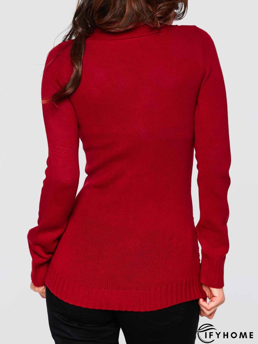 Cross Neck Casual Loose Plain Sweater | IFYHOME