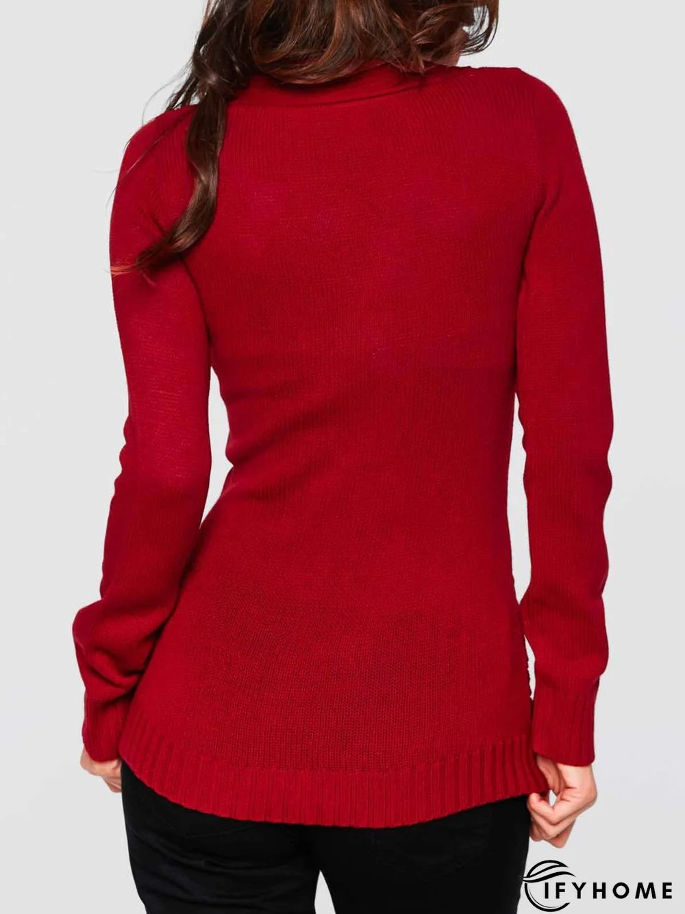 Cross Neck Casual Loose Plain Sweater | IFYHOME