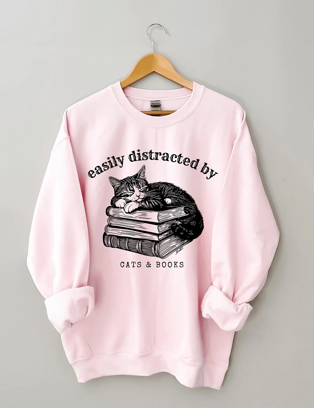 Easily Distracted By Cats And Books Sweatshirt