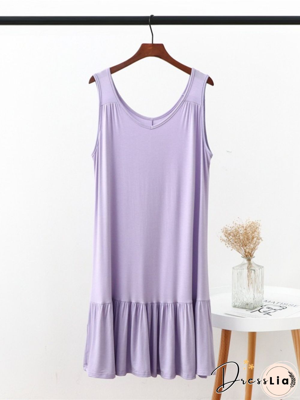 Vintage V Neck Plain Sleeveless Plus Size Casual Knitting Dress