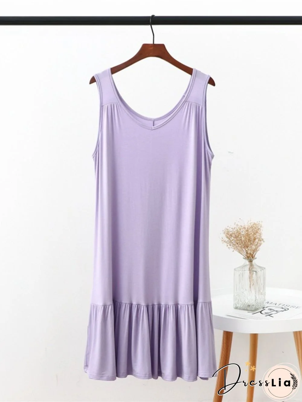 Vintage V Neck Plain Sleeveless Plus Size Casual Knitting Dress