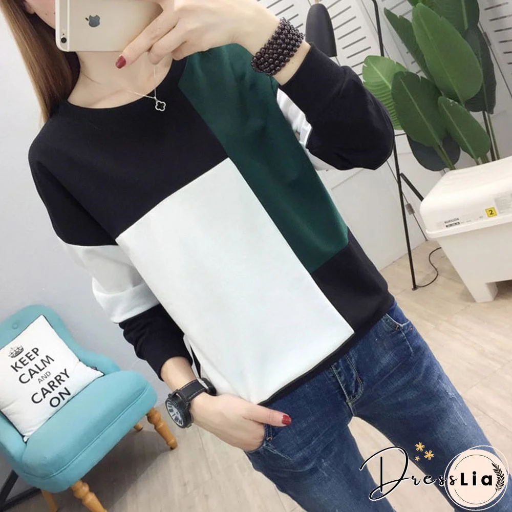 Christmas Gift tee shirt femme plus size women t-shirt autumn winter patchwork o-neck camisetas verano mujer long sleeve t shirt vintage