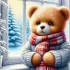 Winter Window Bear-11CT Stamped Cross Stitch 40*40cm/15.75*15.75in tapestrymarket