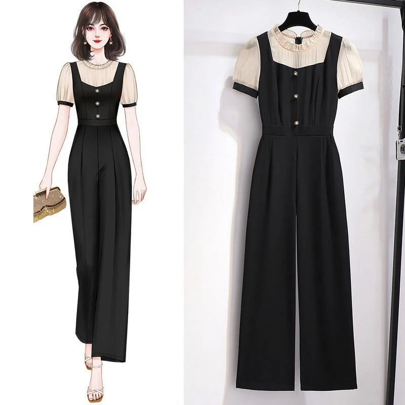 Elegant Patchwork High Waist Rompers P11388