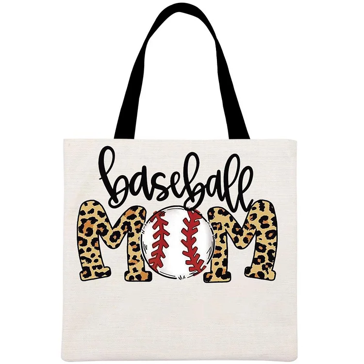 Leopard Baseball mom Printed Linen Bag-Annaletters