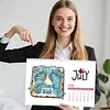 2027 set de calendrier mural bricolage en papier avec diamants, kit de perceuse partielle sp&eacute;ciale pour un cadeau de d&eacute;coration de bureau &agrave; domicile pour adultes d&eacute;butants