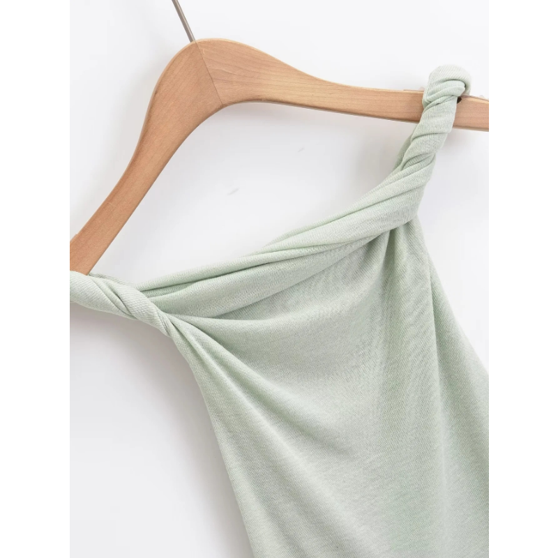Ootddress Twist Off-Shoulder Slim T-shirt Solid Patchwork Elegant Backless Women's Top Y2k Top Pleated Casual Strapless Pullover Tee