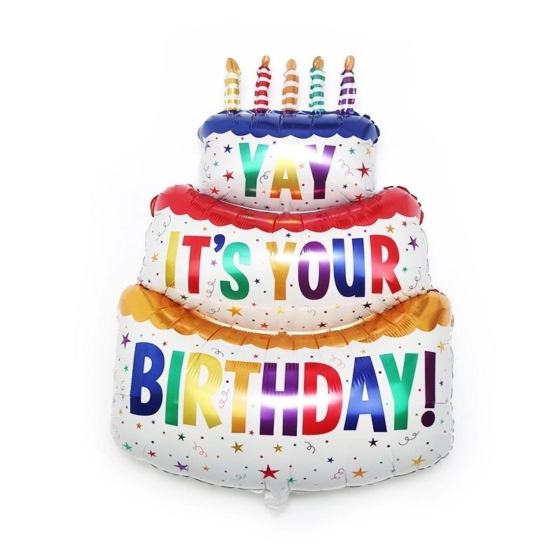 2 Pieces Birthday Cake Aluminum Film Party Balloon
