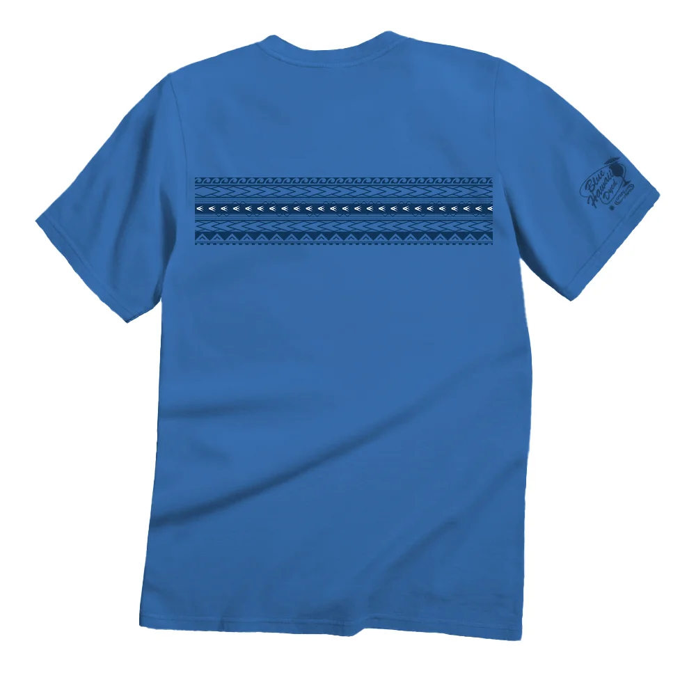  Vibrant Blue T-Shirt with Tribal-Inspired Design for Summer Adventures