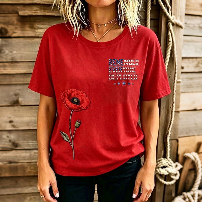  Women's Vintage Flag Floral Art Print Tshirt Westsshops
