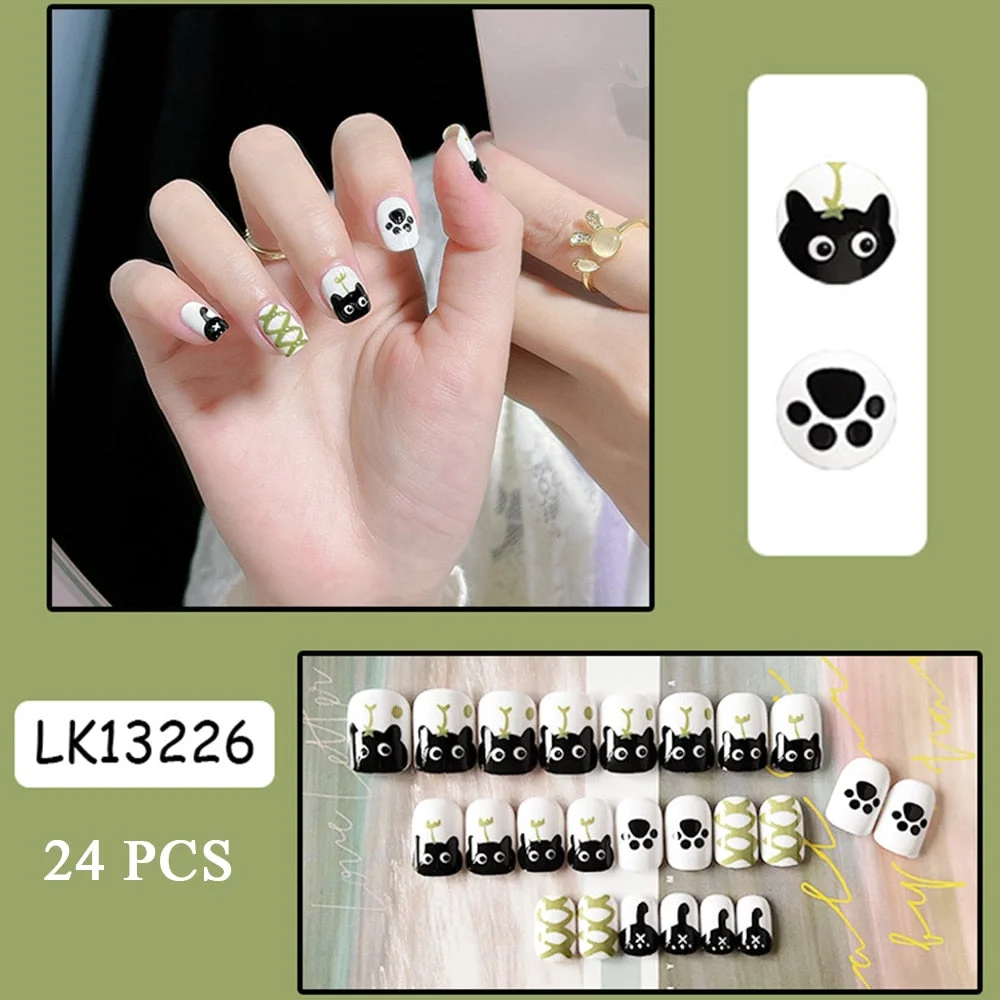 false nails short Green Solid Color with Gold Foil and Shell 3D Decoration Fake Nails Cute Bride Fake Nails Full Nail Tips-Nail Inspo