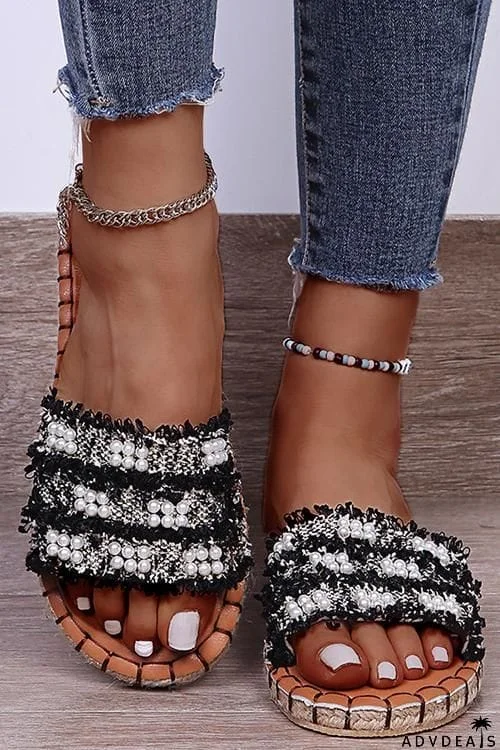 Pearl Tassels Flat Slipper