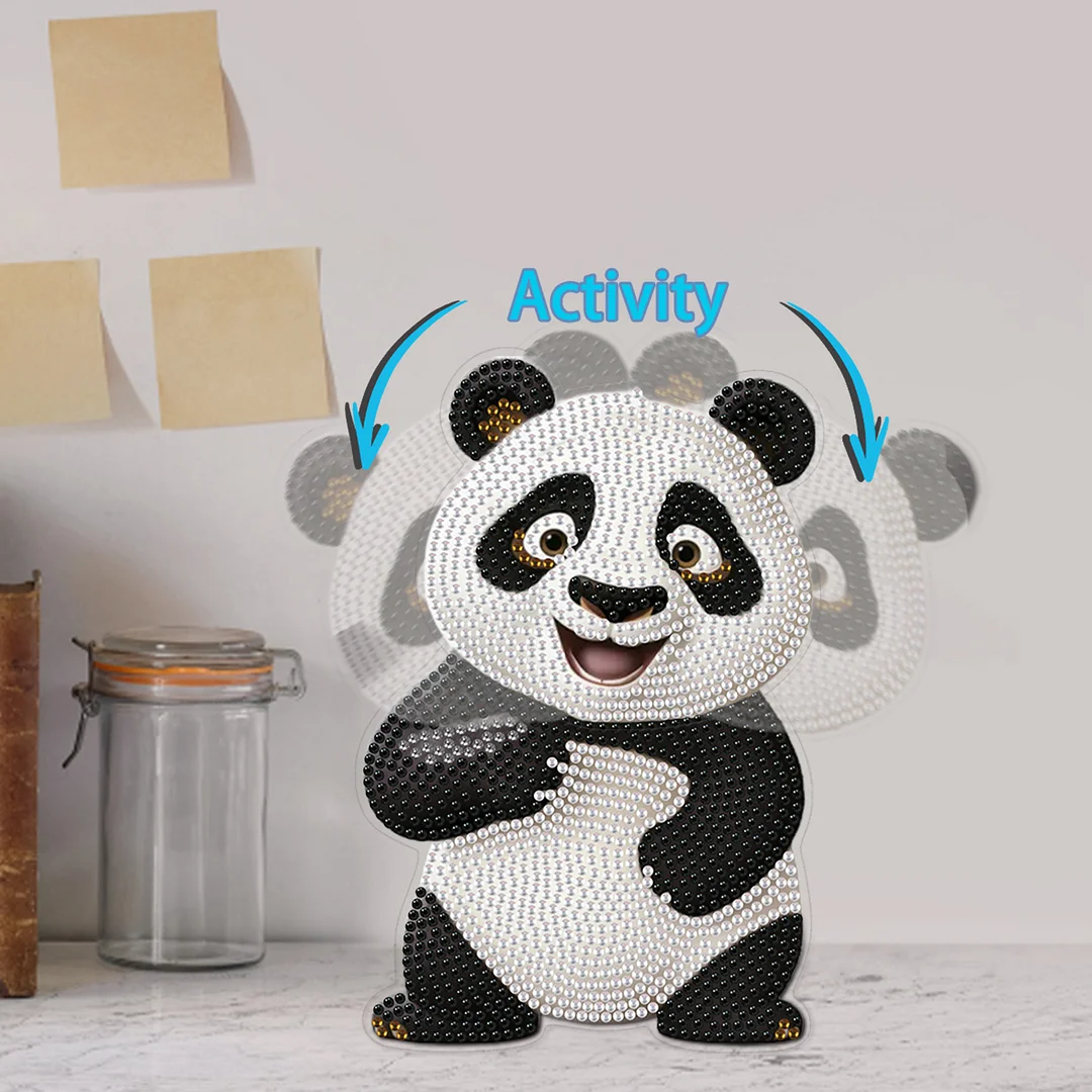Panda DIY Acrylic Shaking Head 5D DIY Diamond Art Tabletop Ornament Home Decor