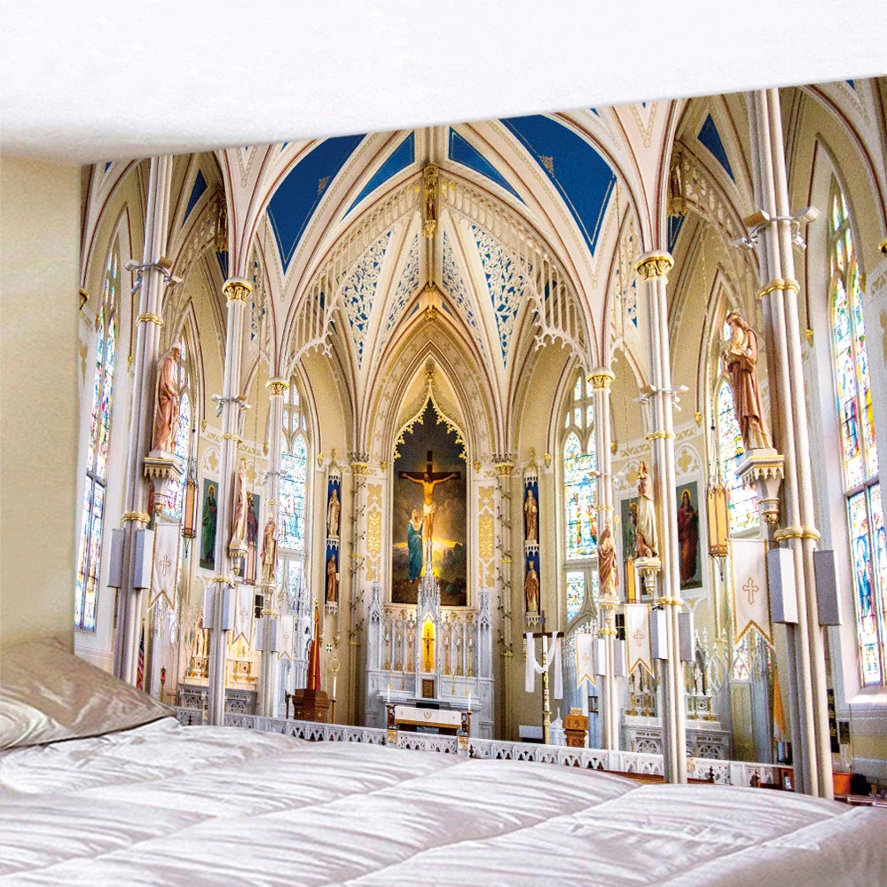 Nigikala Church mural bookshelf tapestry home decoration Angel Bohemian decoration psychedelic scene yoga mat sofa blanket