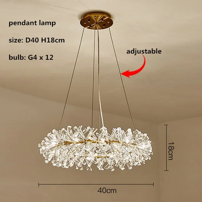 Postmodern Lustre Crystal G4 Led Chandelier Foyer Luxury Plate Gold Diy Circle Chandelier Lighting Led Droplight Lamparas