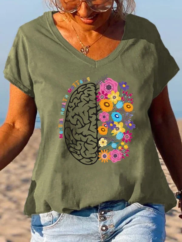 Short Sleeve Loose Be Kind Letter Printed T-shirt