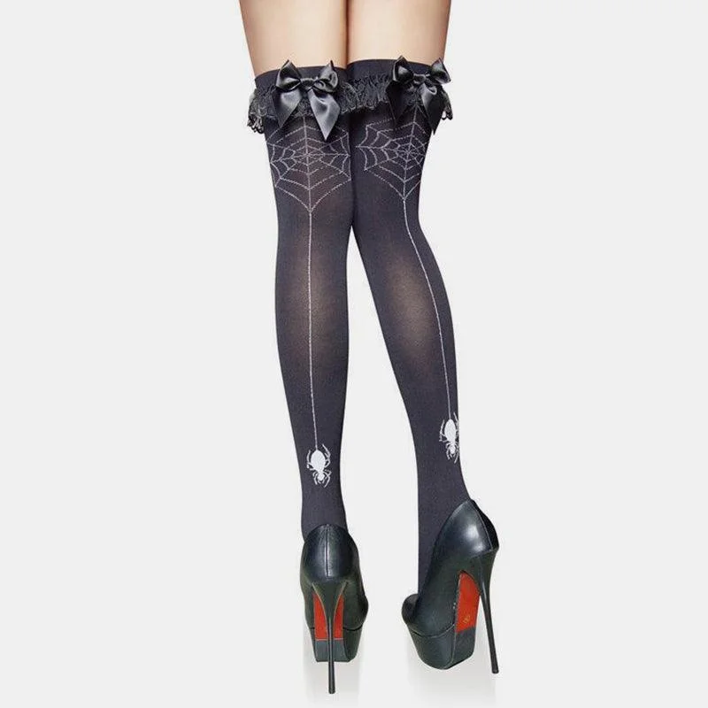Spider Web Over-Knee Socks