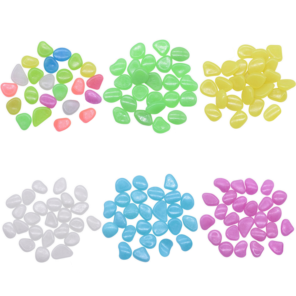 

100pcs Luminous Pebbles Rocks Mix Color Cobblestone Stone Aquarium Decor, Multicolor, 501 Original