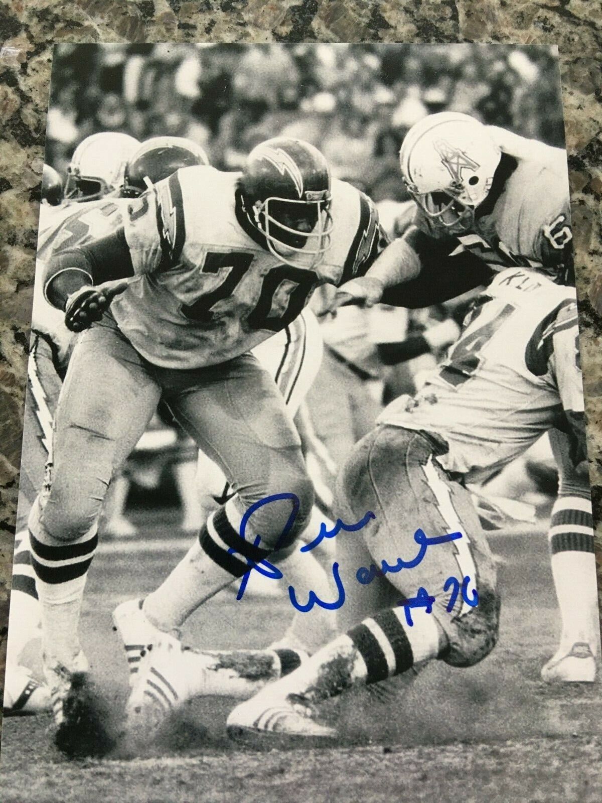 RUSS WASHINGTON SAN DIEGO CHARGERS 5 X PRO BOWLER RARE SIGNED Photo Poster painting/PROOF