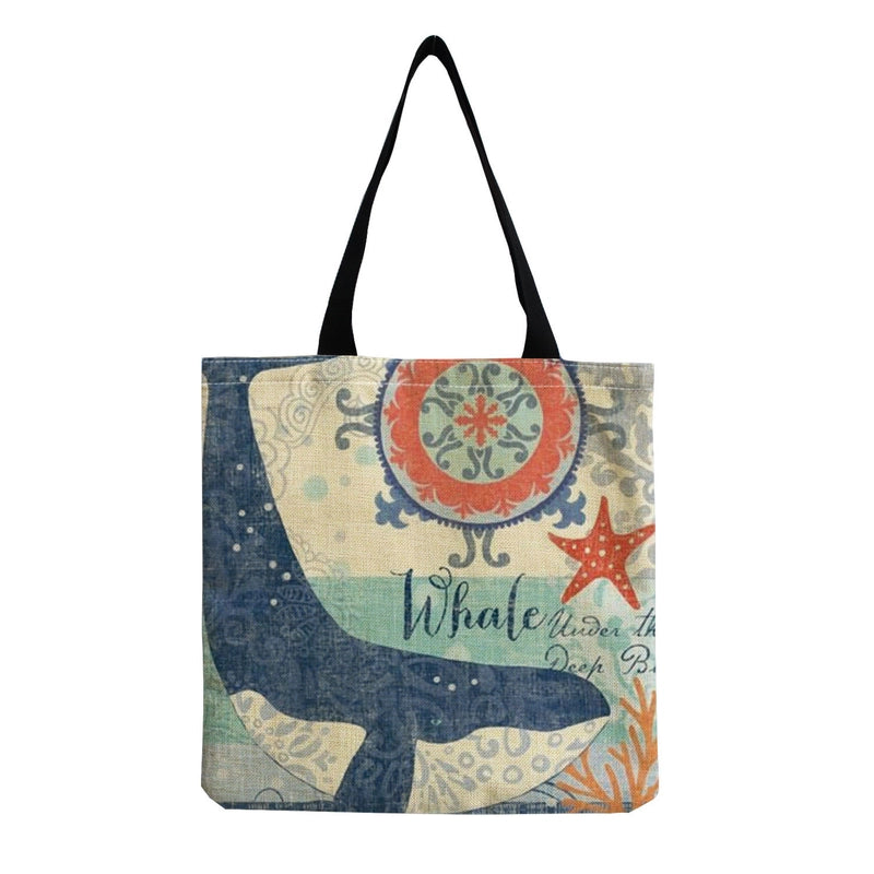 Women’s Medium Linen Animal Beach Square Open Shopping Bags