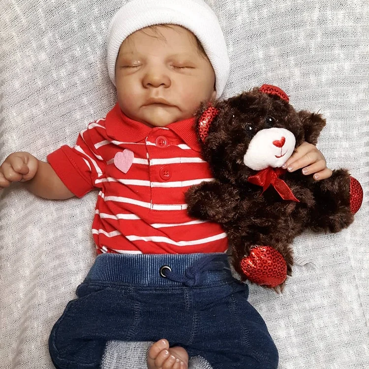 Biracial Reborn Boy Glenn 20" Lifelike Cute Handmade Reborn Doll Set,with Bottle and Pacifier