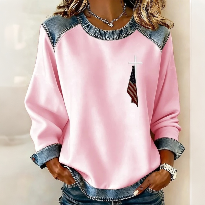 Women's Cross Flag Casual Sweatshirt wearshes