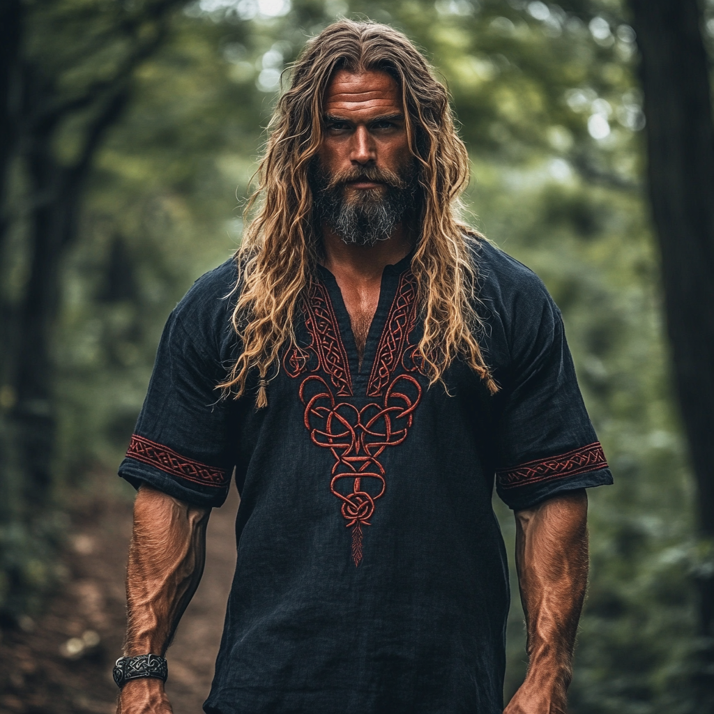 Comstylish Men's Vintage Viking Celtic Knot Art Linen Blend T-shirt